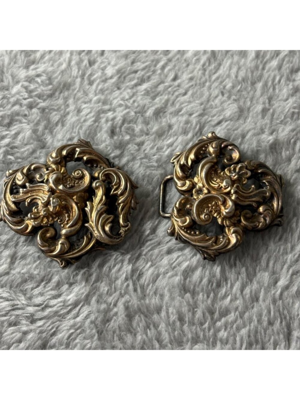 Vintage Art Nouveau Sterling Silver Belt Loops Buckle Two Piece Womens Stamped